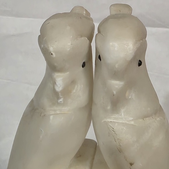Antique Hand carved Alabaster Book Ends Birds Parrot Heavy Quality - Picture 9 of 11